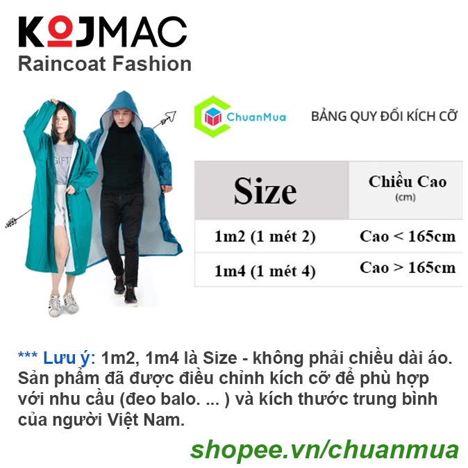 Áo Mưa Bộ Cao Cấp KOJMAC Raincoat Người Lớn