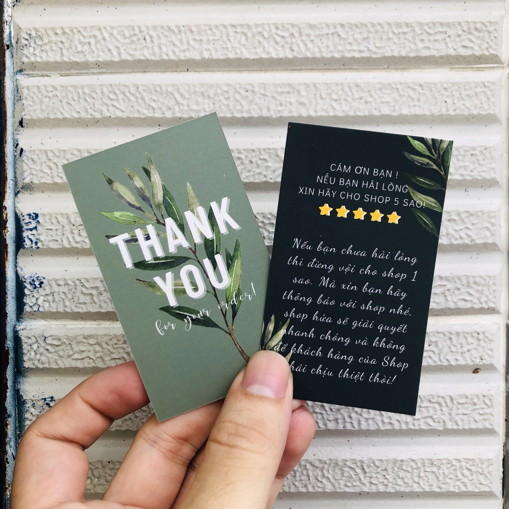 Hộp nhựa kèm 100 card cám ơn, card Thank you họa tiết Hoa (9 mẫu) dành riêng cho shop bán hàng