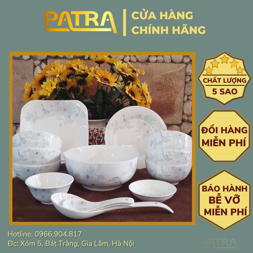 Bộ bát đĩa sứ 13 sản phẩm - bộ bát đĩa Bát Tràng cao cấp ( có bán thêm đồ lẻ nếu bạn cần)