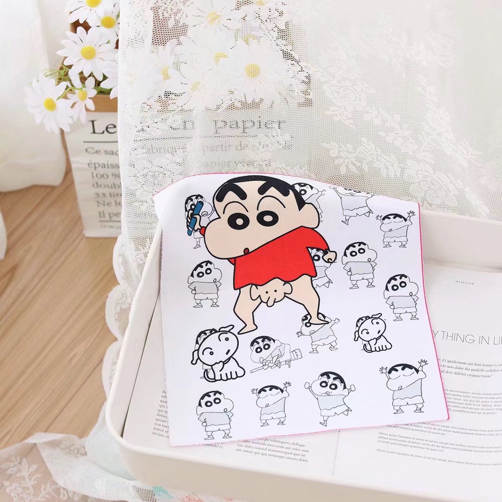 Khăn Tay Hình Vuông Nhỏ Họa Tiết Cậu Bé Bút Chì Shin-Chan Dành Cho Trẻ Mẫu Giáo