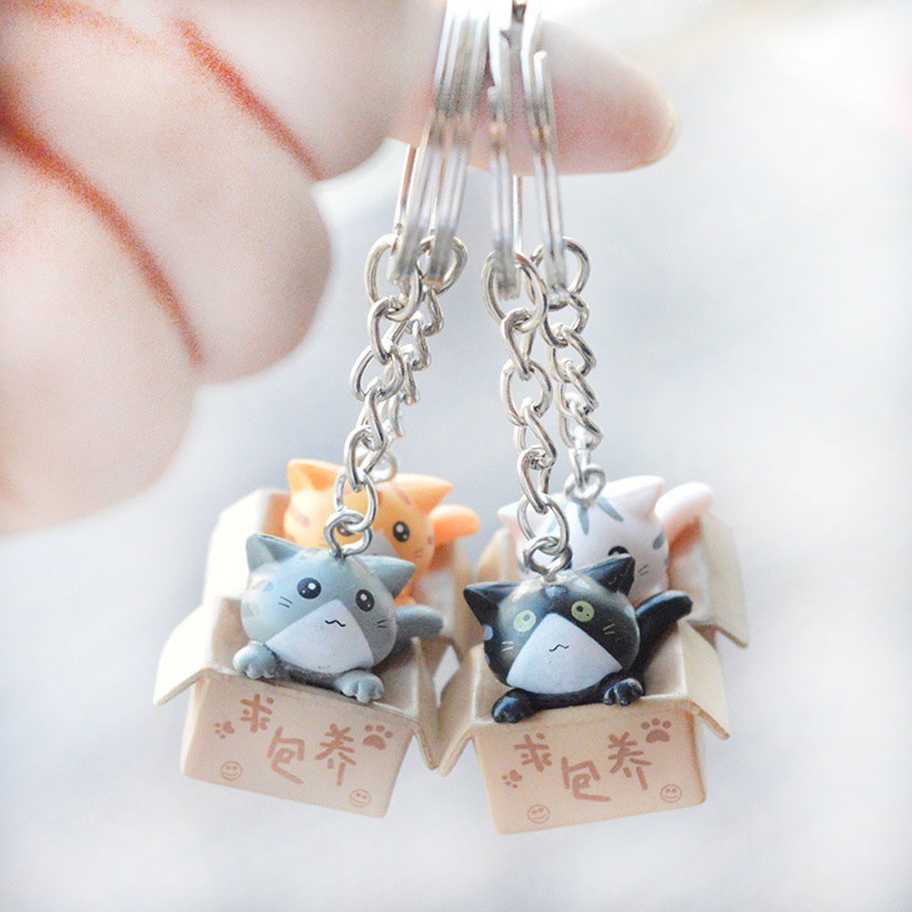 Móc khóa hình mèo con hoạt hình nhiều màu sắc bằng nhựa resin