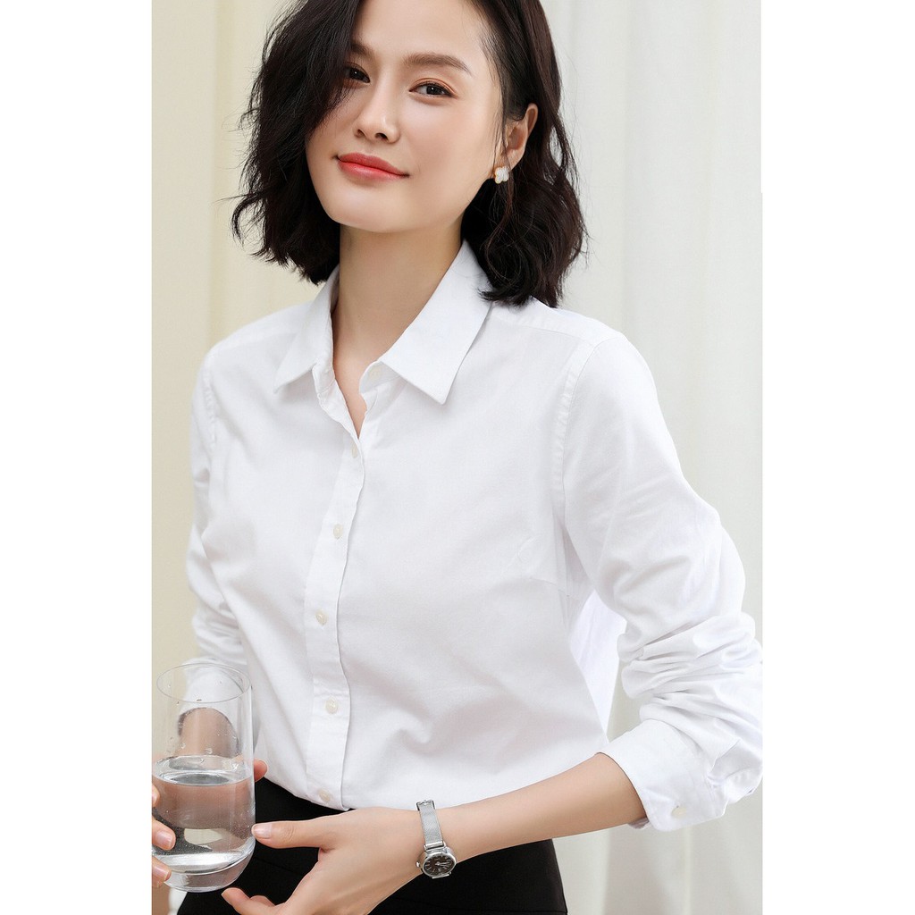 Áo sơ mi nữ hàng nhập, Áo sơ mi nữ trơn dài tay phong cách công sở S32