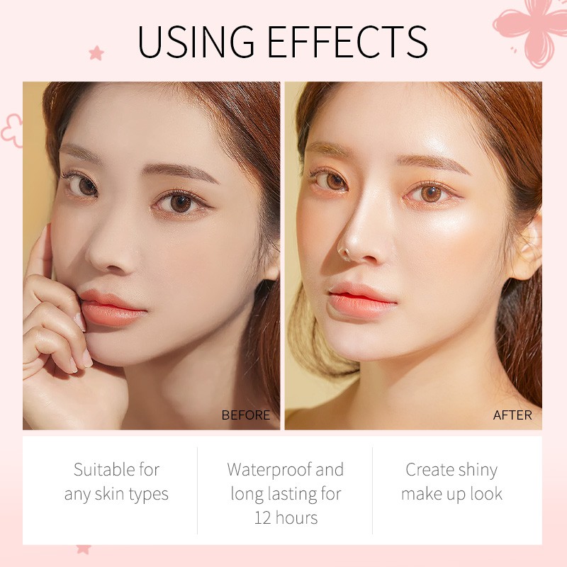 Phấn Bắt Sáng LAIKOU 6g 3 Màu Ánh Nhũ Trang Điểm Chống Thấm Nước