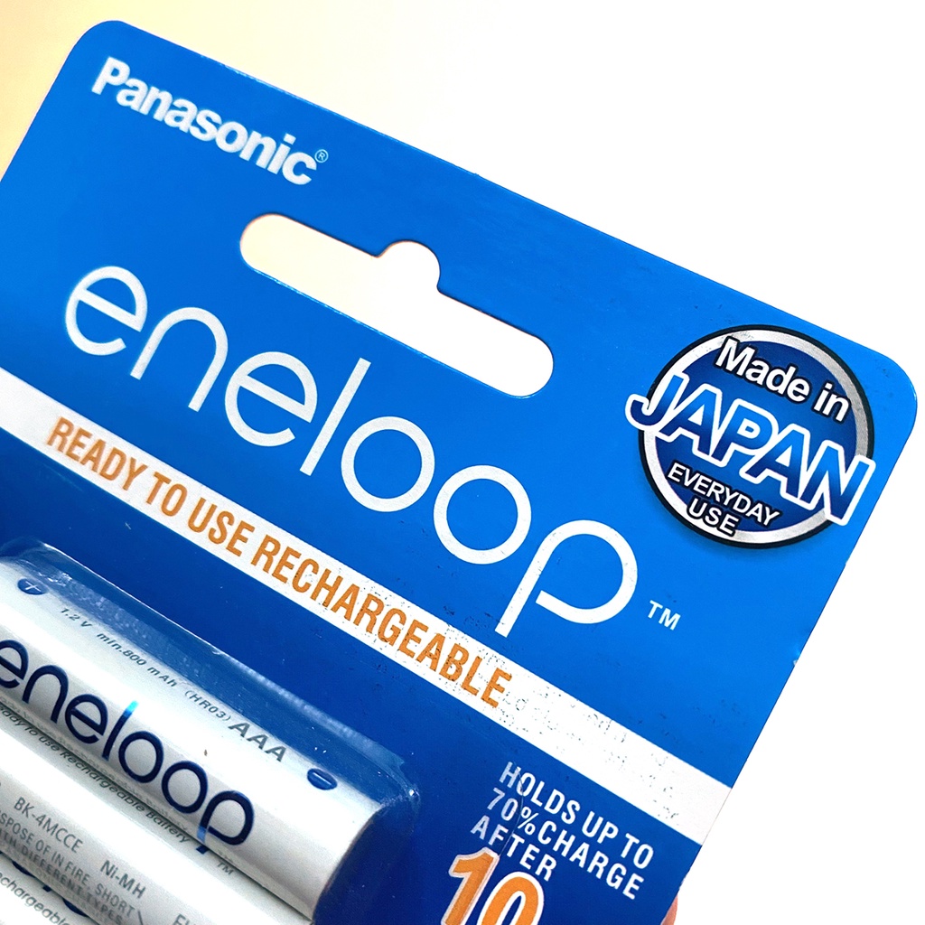 Pin Sạc Eneloop AAA Trắng 800 mAh - madein Japan 1,2V Vỉ 4 Viên BK-4MCCE/4BV