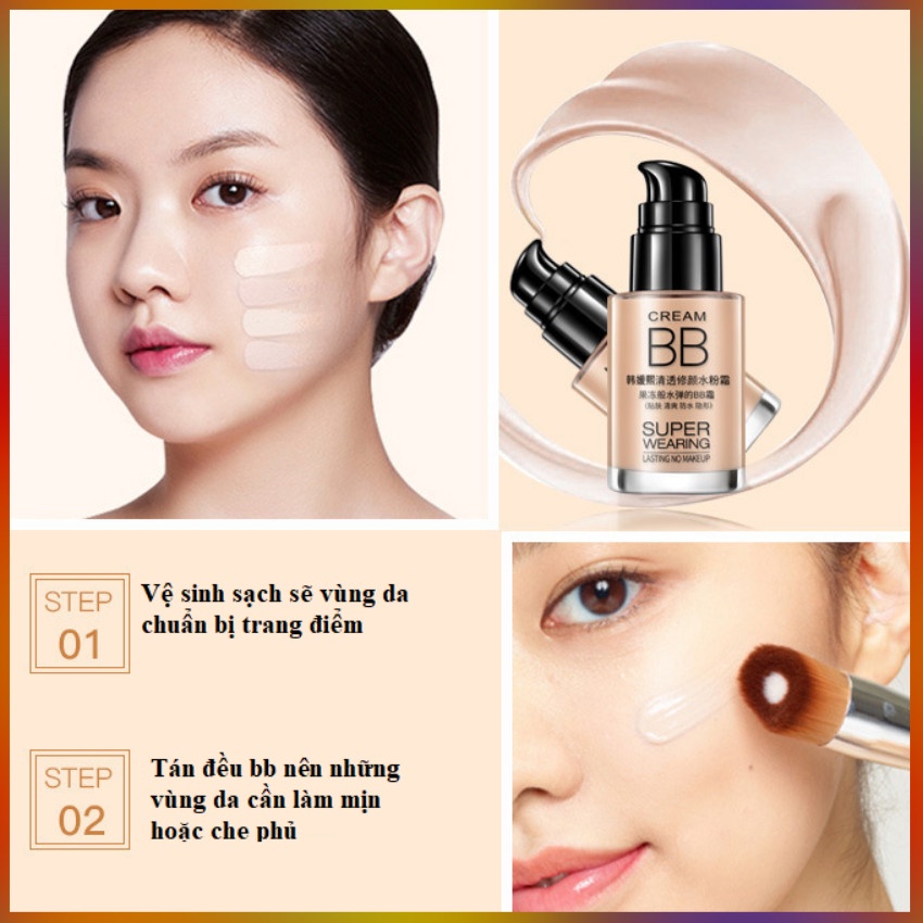 Kem BB Cream tạo lớp nền lâu trôi Bioaqua 30ml/Lọ che khuyết điểm màu tự nhiên