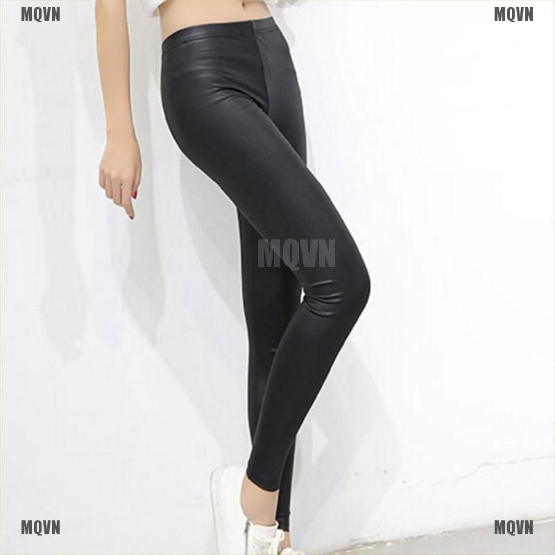 Quần legging giả da phối màu cá tính thời trang sành điệu