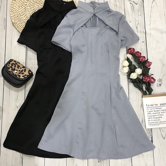 Đầm Trung hoa Haley Dress chất liệu vải phi nhung from chuẩn sau lưng bo chun co giãn thiết kế phần ngực, cổ váy đẹp lạ | BigBuy360 - bigbuy360.vn