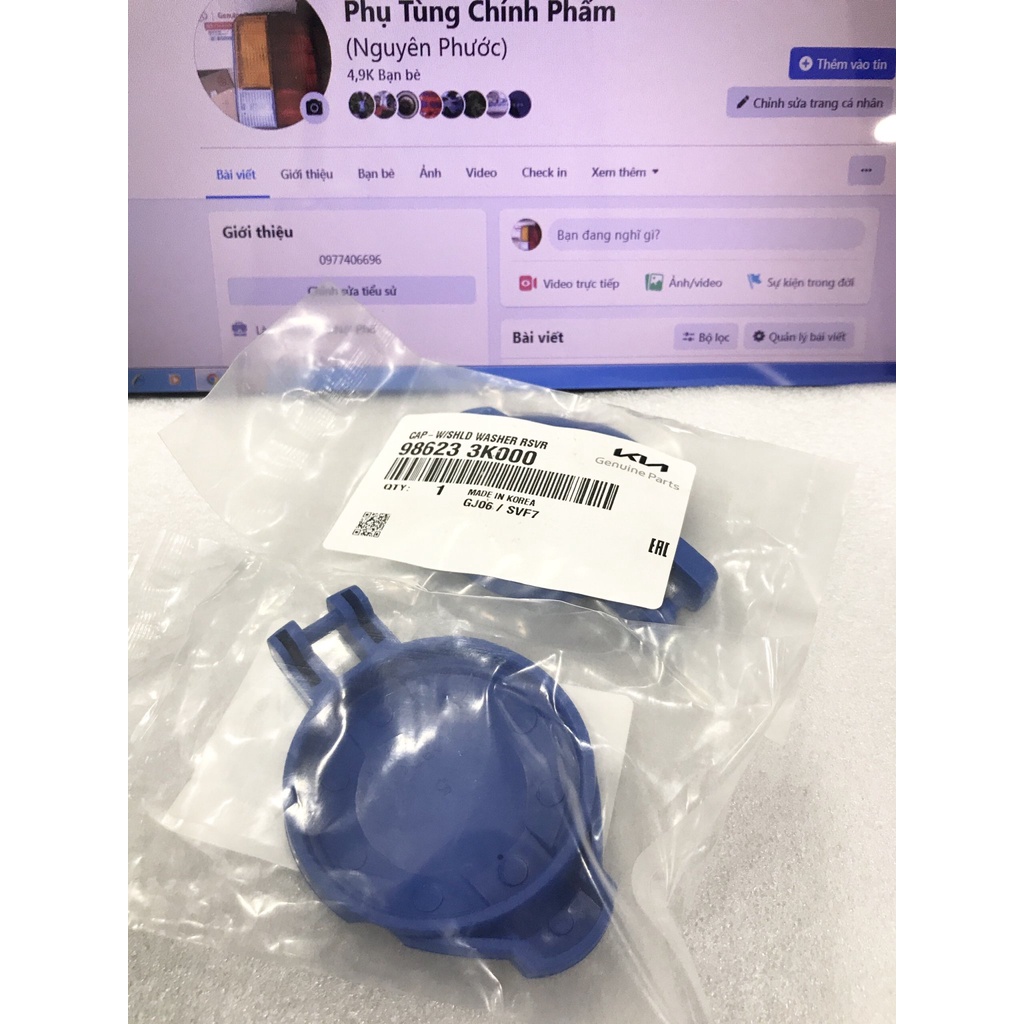 Nắp bình nước rửa kính xịn chính hãng KIA FORTE/ CERATO/ CARENS/ AVANTE / ELANTRA... Hàng xịn chính hãng  986233K000