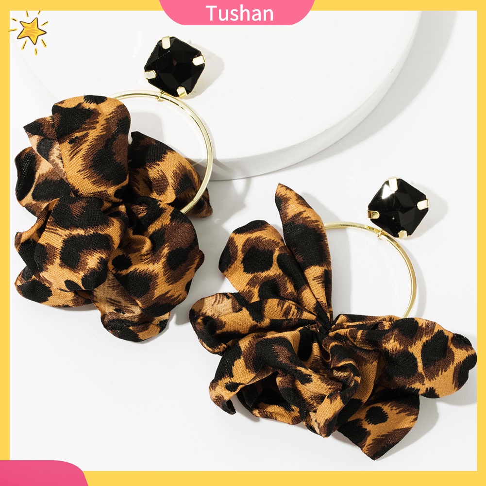 Đôi Khuyên Tai Dài Họa Tiết Da Báo Đính Đá Thời Trang Cho Nữ