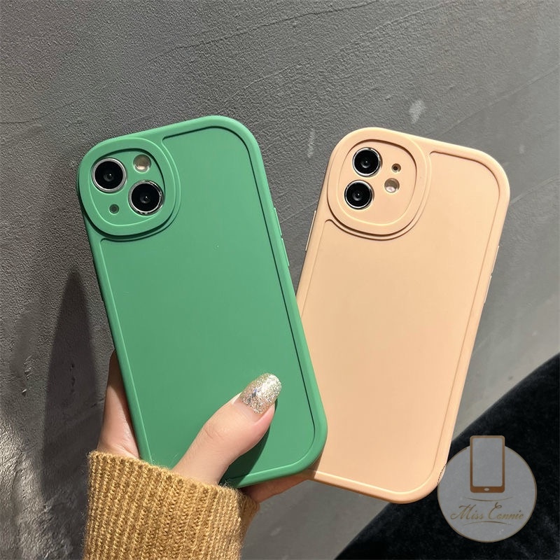 Ốp Điện Thoại TPU Mềm Màu Trơn Hình Oval Cho iPhone 7Plus 11 12 13 Pro Max XR X XS Max 7 8 Plus SE