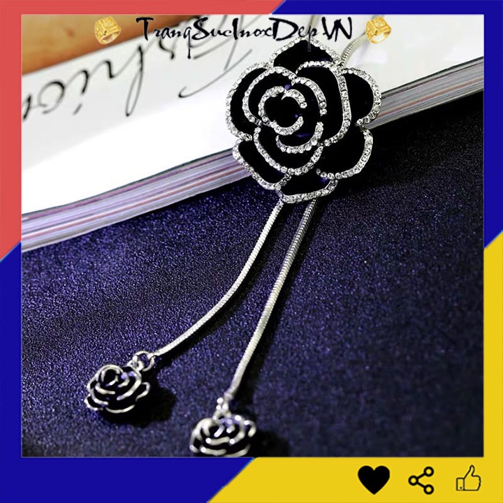 Dây chuyền nữ phong cách Hàn Quốc kiểu dài Hoa Hồng Đen cá tính siêu đẹp, hợp thời trang, mang phong cách, dễ phối đồ