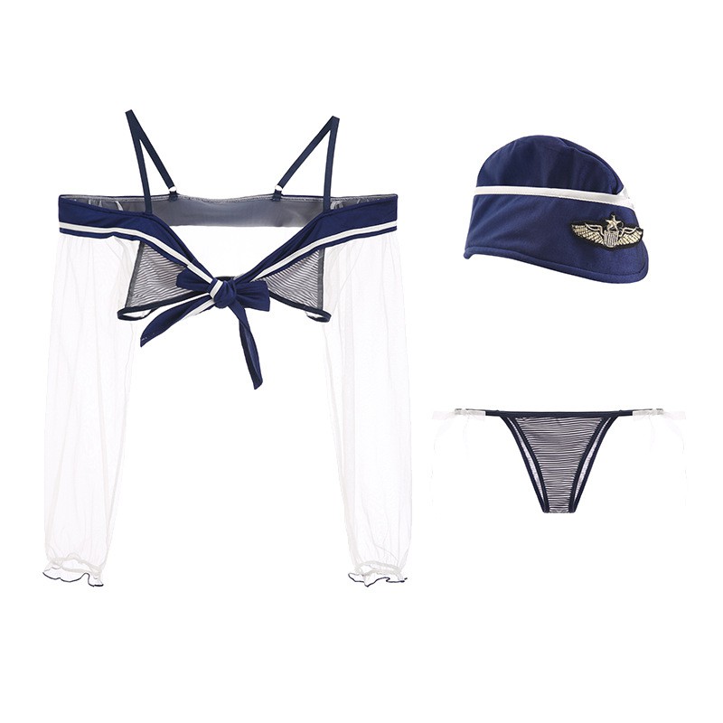 Set đồ ngủ cao cấp sexy cosplay nữ tiếp viên bikini xuyên thấu gợi cảm quyến rũ - Tặng kèm quần chip Gstring lọt khe | BigBuy360 - bigbuy360.vn