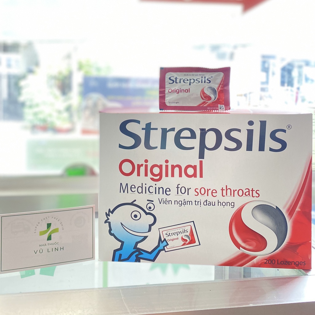 Viên ngậm Strepsils giảm đau họng khan tiếng đủ mùi vị -màu đỏ, xanh, cam