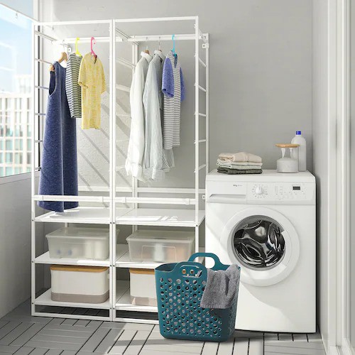 Giỏ nhựa đựng đồ giặt quần áo bẩn tiện lợi Ikea IK71