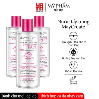 Nước tẩy trang MayCreate Gather Beauty 300ml nắp hồng chính hãng nội địa Trung, xóa makeup làm sạch sâu lớp trang điểm.