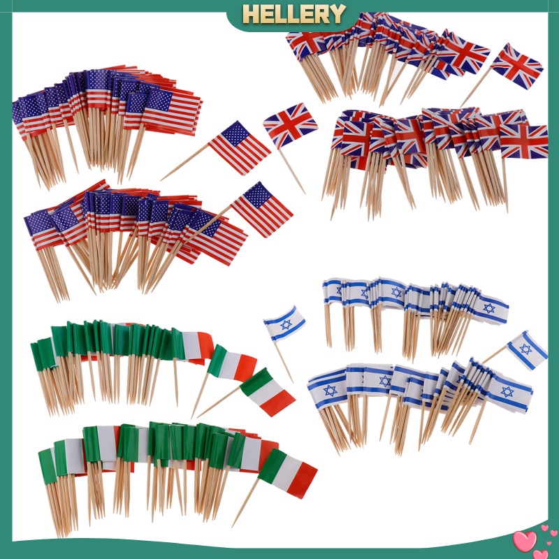 Set 100 Tăm Xỉa Răng Hình Lá Cờ Anh Trang Trí Bánh Kem