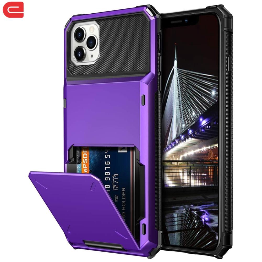 Ốp Điện Thoại Armor Có Ngăn Đựng Thẻ Cho iPhone 13 12 11 Pro MAX XS MAX XR X SE 2020 12 8 7 6 6s Plus