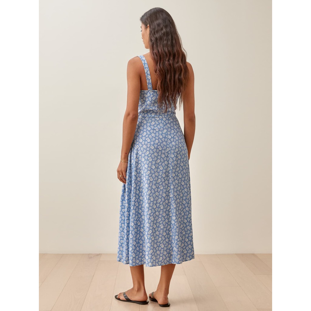 Zara Morocco full tag - Đầm Zara hoa xanh không tay xinh xắn DH2KTG60N10