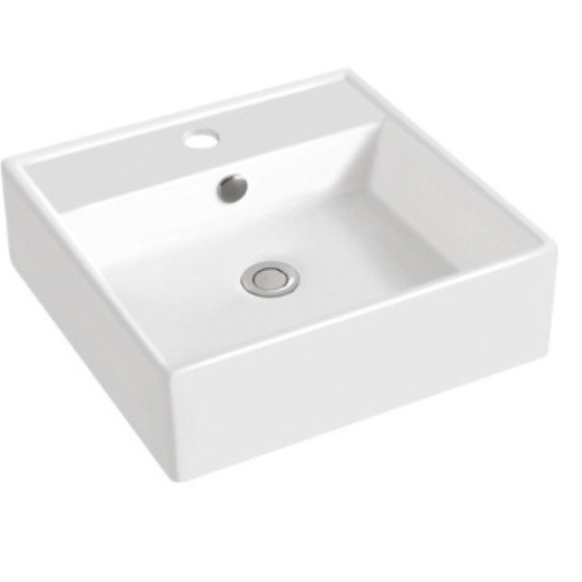 Chậu rửa mặt - Lavabo vuông đặt bàn + treo 607 KT 425x425x160mm