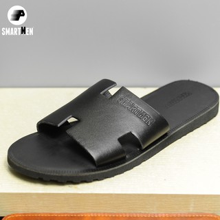 Dép da bò SMARTMEN màu đen DD-05Đ