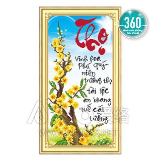 Tranh đính đá chữ thọ - kích thước 40*74 cm