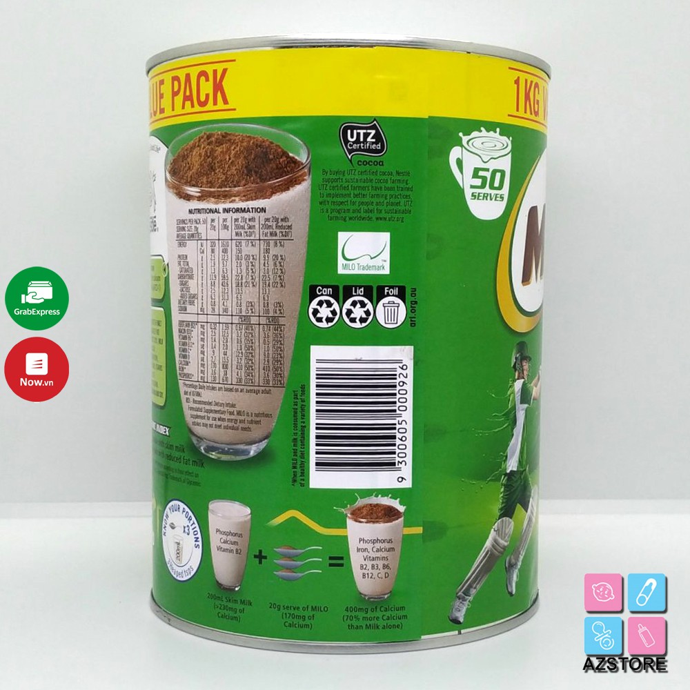 Sữa MILO ÚC 1KG Chính Hãng Nestlé Từ Australia