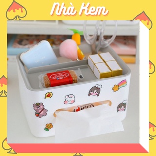 Hộp đựng khăn giấy đa năng để bàn làm việc đựng đồ dùng