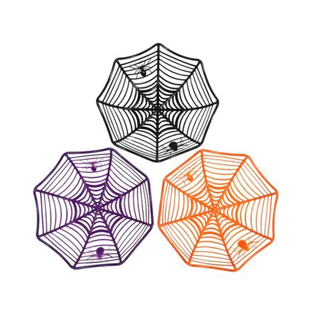 Daiso Halloween Rổ nhựa hình mạng nhện