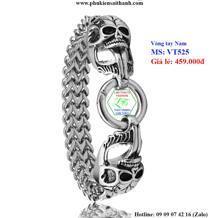 Vòng tay Inox Nam Đầu lâu cực ngầu BẢO HÀNH KHÔNG ĐEN KHÔNG RỈ SÉT