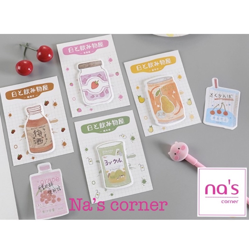 Giấy note ghi chú hình nước uống vintage memo sticky