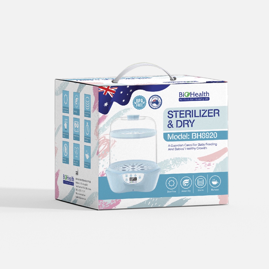 Máy Tiệt Trùng, Sấy Khô Đồ Dùng Cho Bé - Khử Sạch Vi Khuẩn - Chính Hãng Biohealth BH8920