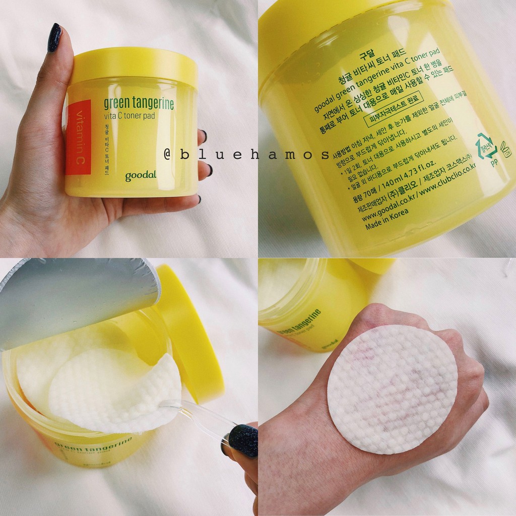 Toner dạng miếng dưỡng trắng Goodal Green Tangerine Vita C Toner Pad