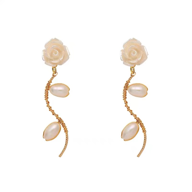 Bông Tai Mạ Bạc 925 Đính Ngọc Trai Nhân Tạo Phong Cách Retro Hàn Quốc 2022