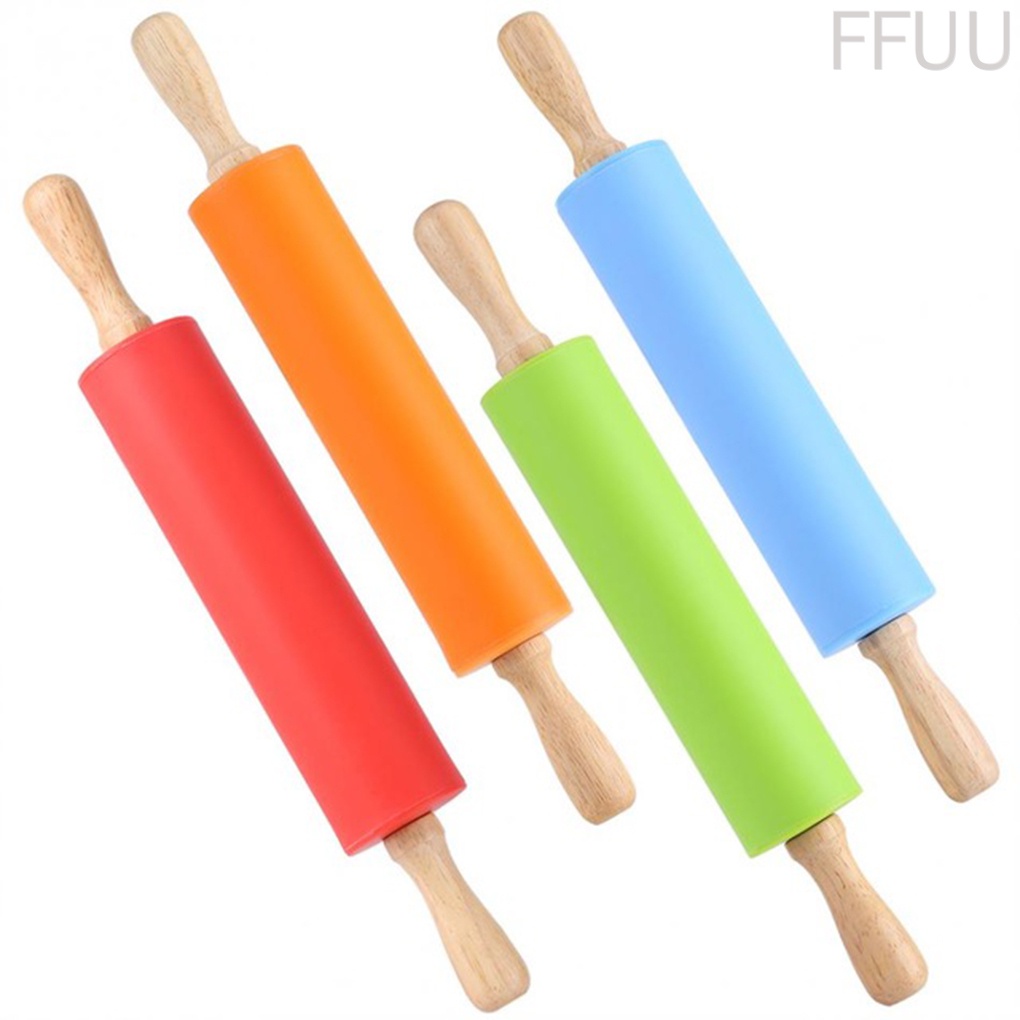 Cây Lăn Bột Làm Bánh Bằng Silicone Cán Gỗ Chống Dính Tiện Dụng Cho Nhà Bếp 86