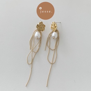 jesse store l Bông tai hoa hồng ngọc nhân tạo J130