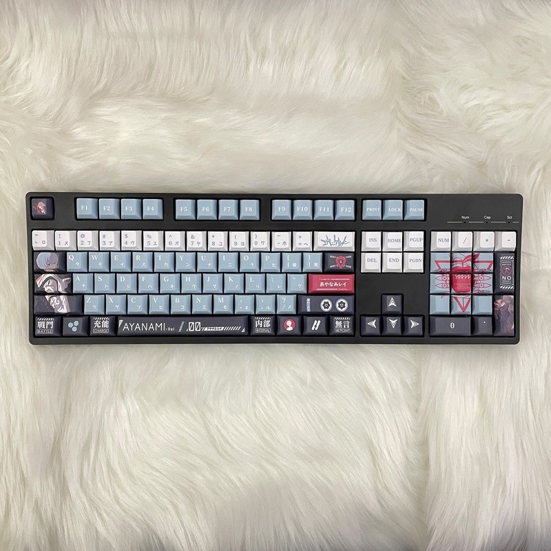 Bộ 144 nút bấm bàn phím Ayanami Rei bằng EVA nhuộm màu thăng hoa dành cho bàn phím cơ