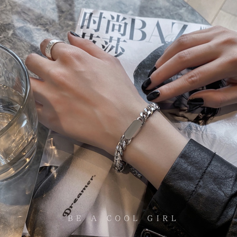 Vòng tay thép titan thiết kế mới cá tính thời trang theo phong cách hip hop