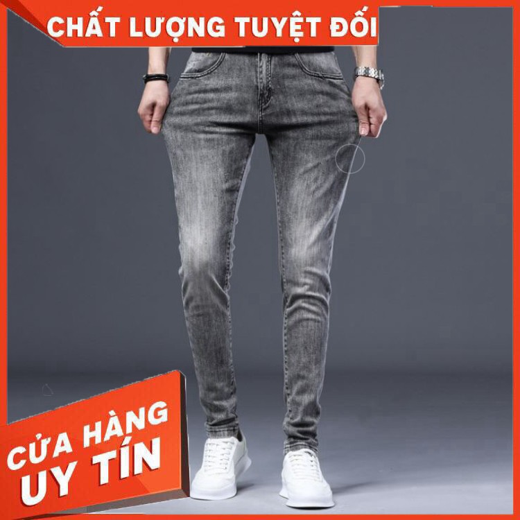 HÀNG NHẬP KHẨU -  Quần Jean Nam Chất Bò ống Côn Co Giãn Xám Tro 3 Màu - Hàng Nhập Khẩu