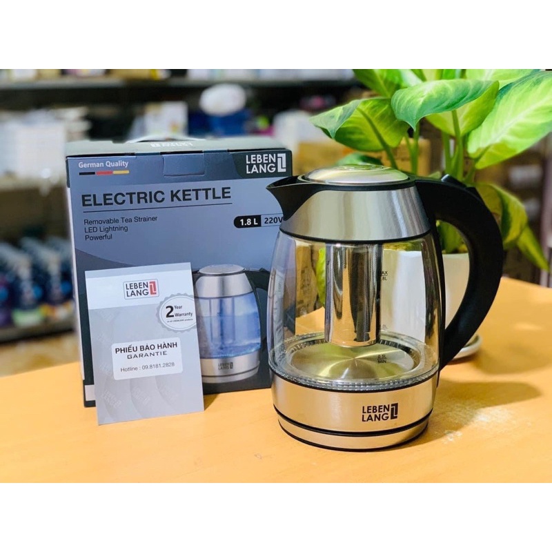 Ấm siêu tốc thủy tinh của Đức LEBENLANG LBE2819 1.8L