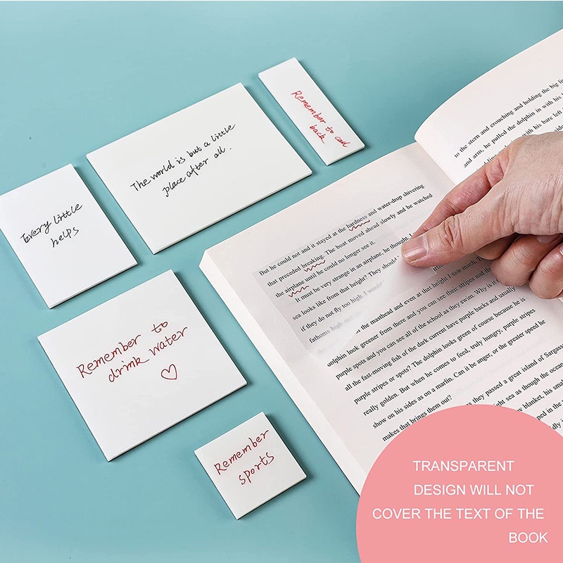 Set 50 Tờ Giấy Ghi Chú Tự Dính Trong Suốt Chống Thấm Nước Tiện Dụng
