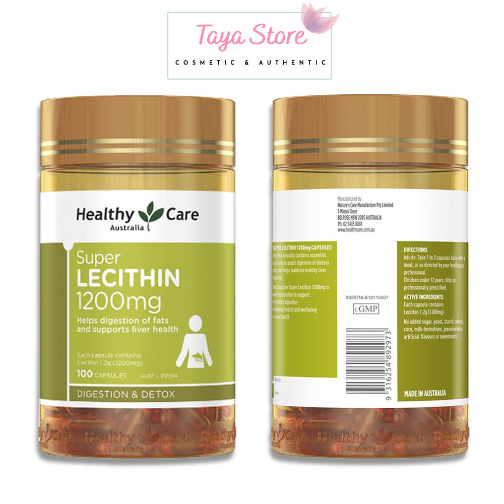 Mầm đậu nành Úc Healthy Care Super Lecithin bổ sung nội tiết tố 1200mg - 100 viên