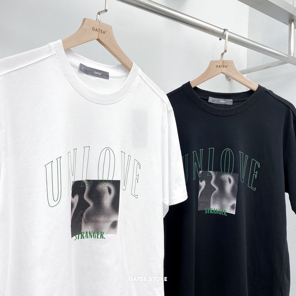 Áo Phông Nam cổ tròn GATE6 - Unlove Stranger, thun ngắn tay unisex in slogan tối giản kiểu Hàn - G0032
