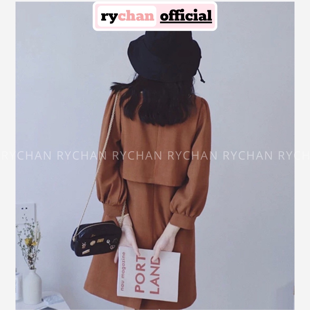 Đầm Suông Cam Tay Lở Cổ Vuông - DS772