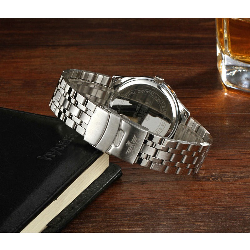 Đồng hồ nam KINGNUOS K051 dây thép kim loại cao cấp (2 màu mặt đen + trắng)
