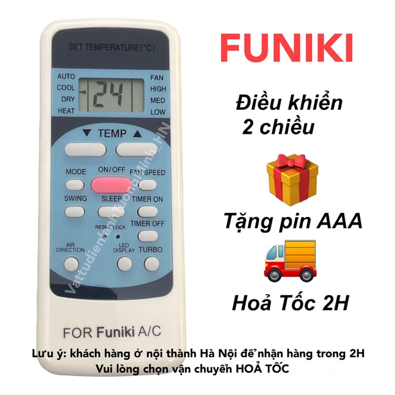 Điều khiển điều hoà Funiki hàng loại tốt - Remote máy lạnh Funiki (mẫu 2)