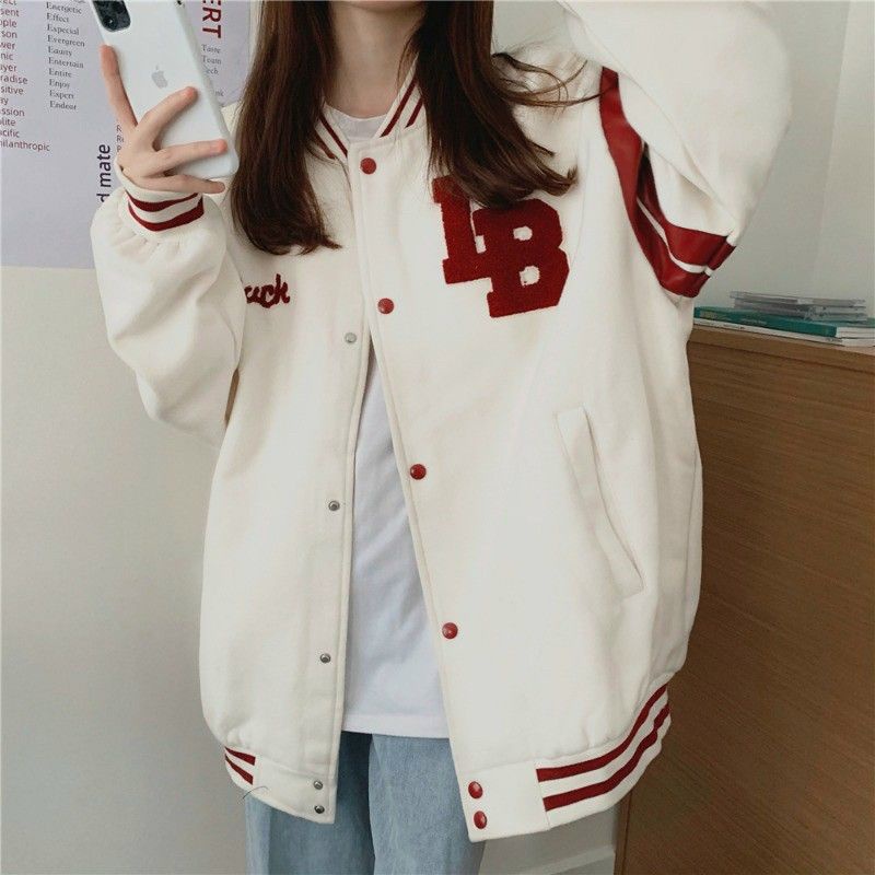 Áo Khoác Cardigan F Reception Nam Nữ 💖HOT RẺ ĐẸP💖Áo Bomber Bóng Chày Black IB 93 Nỉ Bông Kiểu Cardigan Unisex Jackets