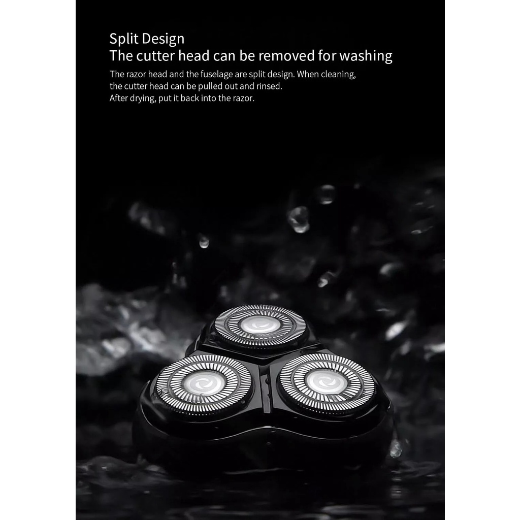 Đầu Máy Cạo Râu Điện Màu Đen Kèm Lưỡi Dao Thay Thế Enchen
