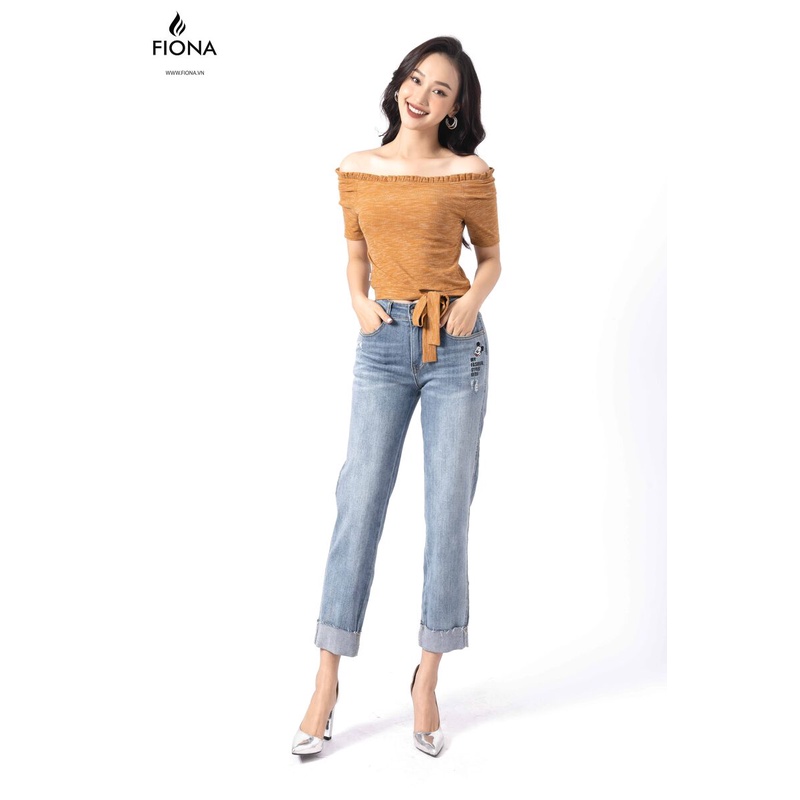 Áo thun nữ FIONA croptop, Áo phông dáng ôm cộc tay thắt nơ gấu F520679