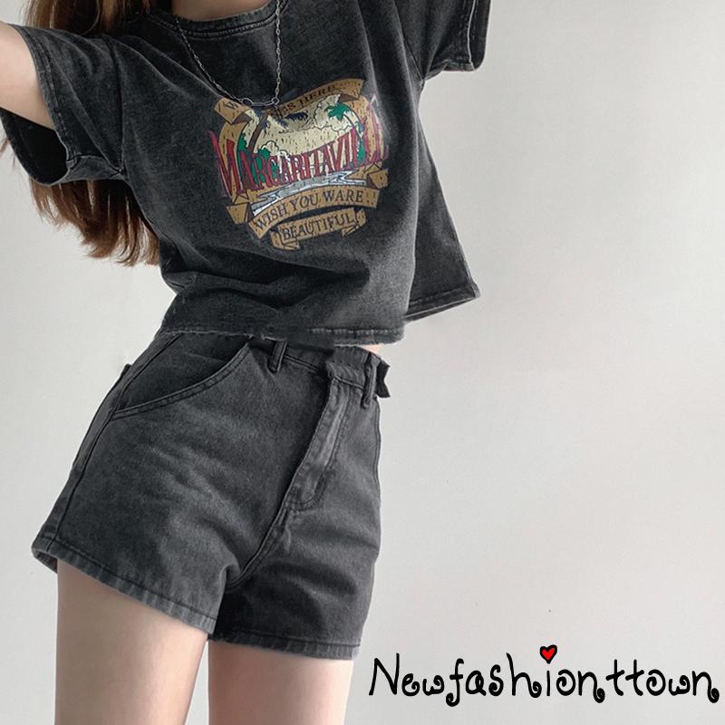 Áo Thun Tay Ngắn Cổ Tròn Thời Trang Phong Cách Vintage Cho Nữ