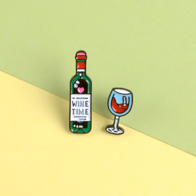 Huy Hiệu Cài Áo Hình Rượu Vang Và Nho Hoạt Hình Dễ Thương